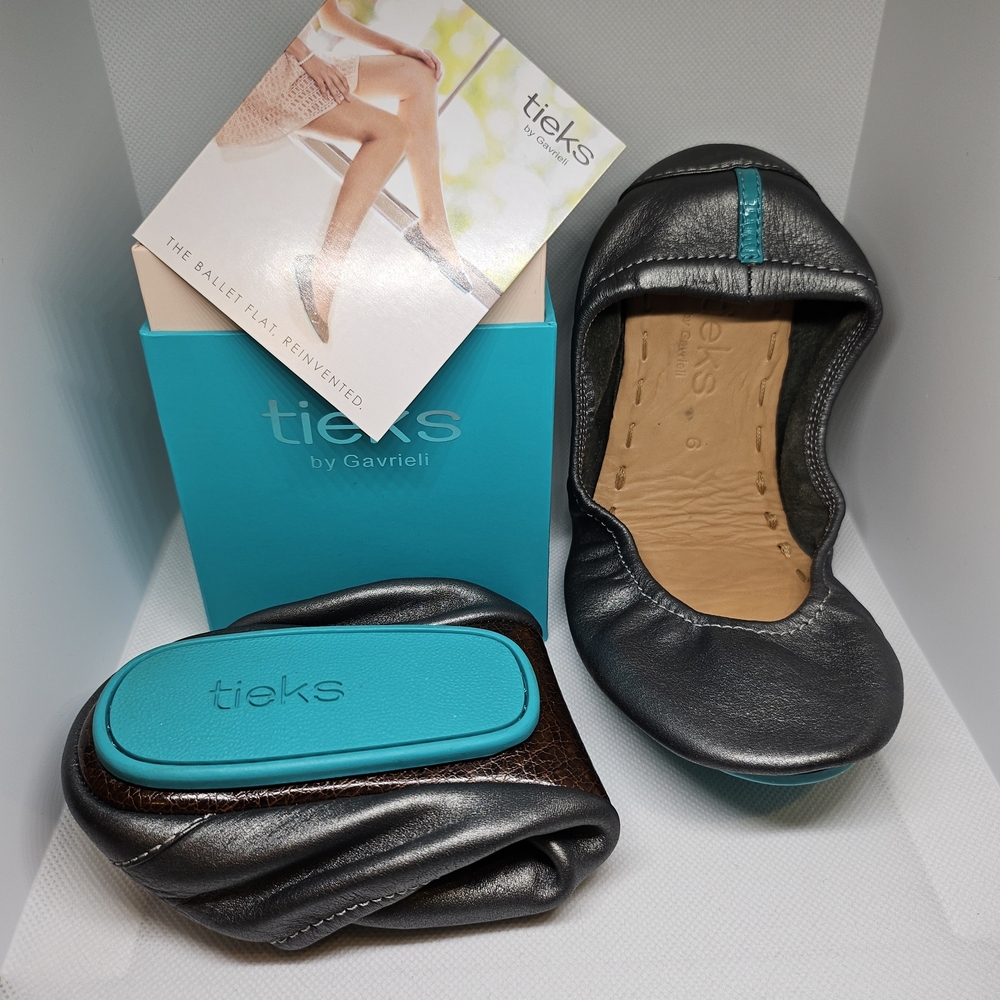 Tieks Women's Metallic Silver Ballet Flats